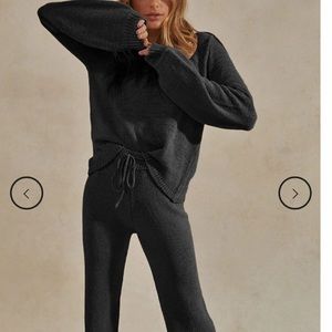 SNDYS Black Knit Majid Loungewear Sweater Top Bottom Set Large NWOT